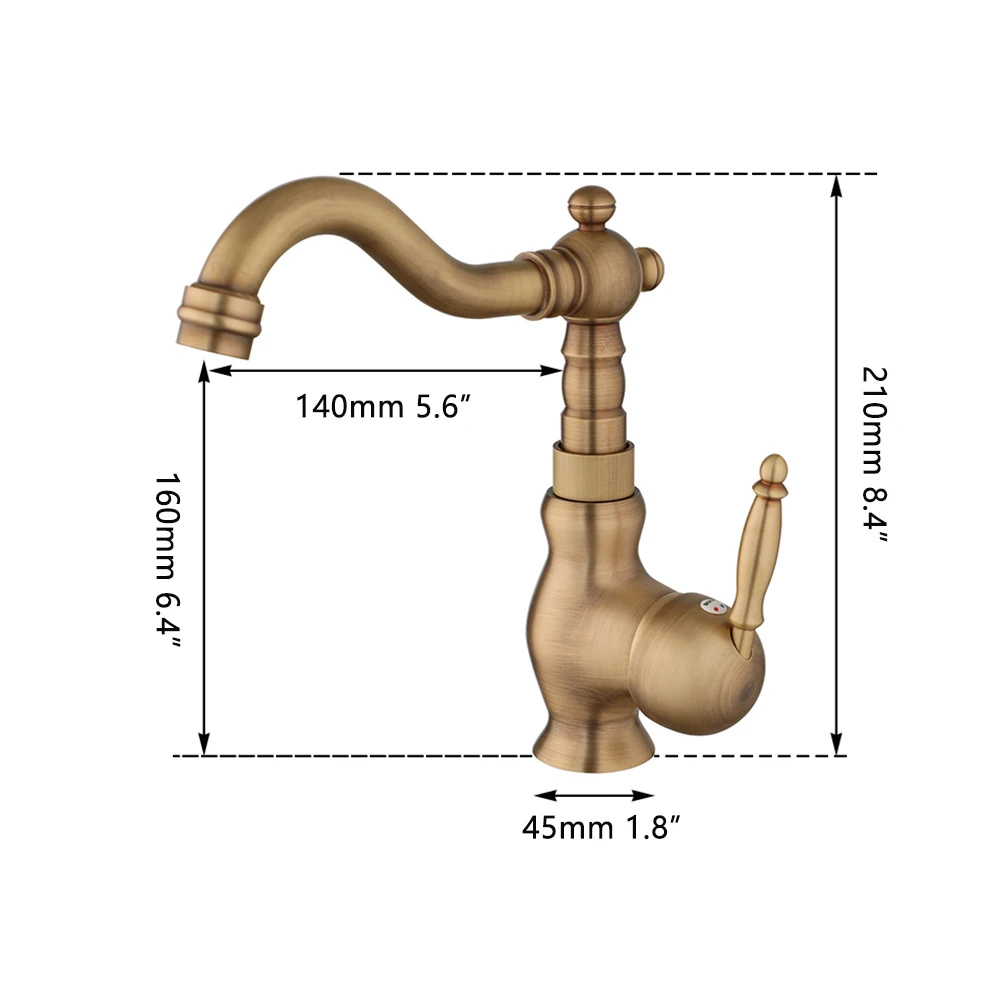 ZAPPO Antique Single Handle Bathroom Faucet Mixer Tap Bronze Multifunctional Faucet 360 Degree Swivel Spout Bathroom Sink Faucet images - 6