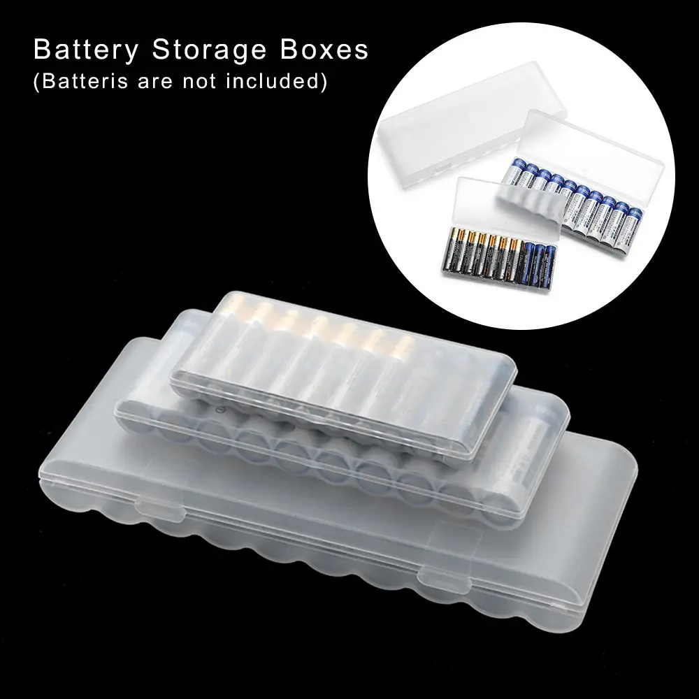 10 Slot Transparent Plastic Battery Storage Box for 10Pcs AAA/AA/18650