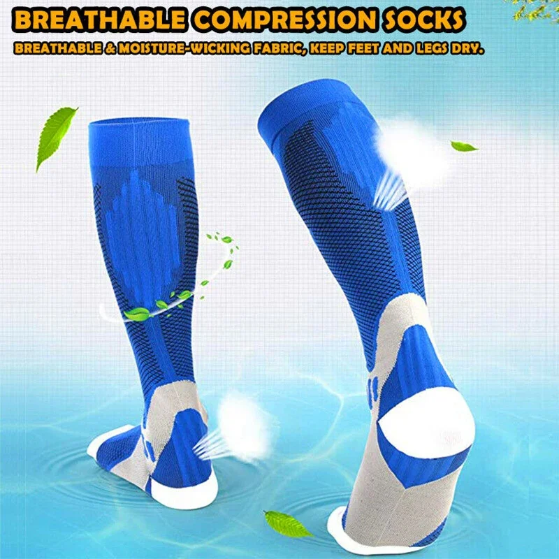 Calf Compression Sleeves Calf Compression Sleeve Thigh High Compression Stockings 1Pair Sports Compression Long Socks Breathable Calf Nylon Socks for Running Basketball Football Volleyball Fitness Men Women