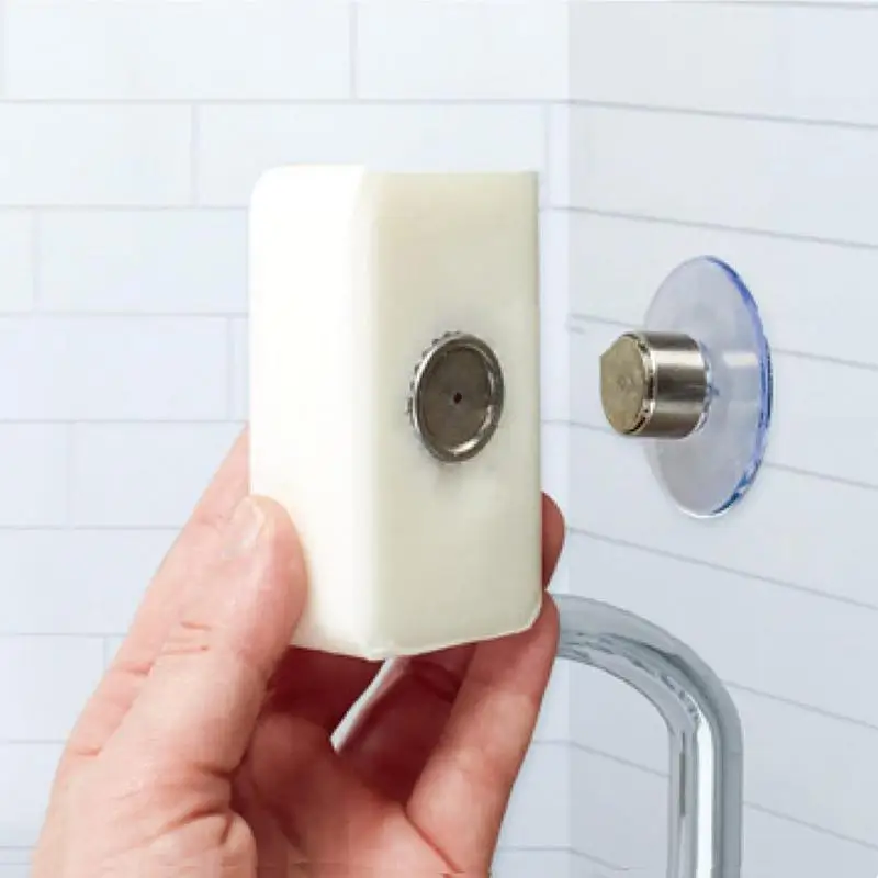 Soap Holder Soap Dish Rack Shower Soap Tray Stainless Steel Suction Cup Magnetic Wall-mounted Removable for Bathroom Toilet Kitchen Sink