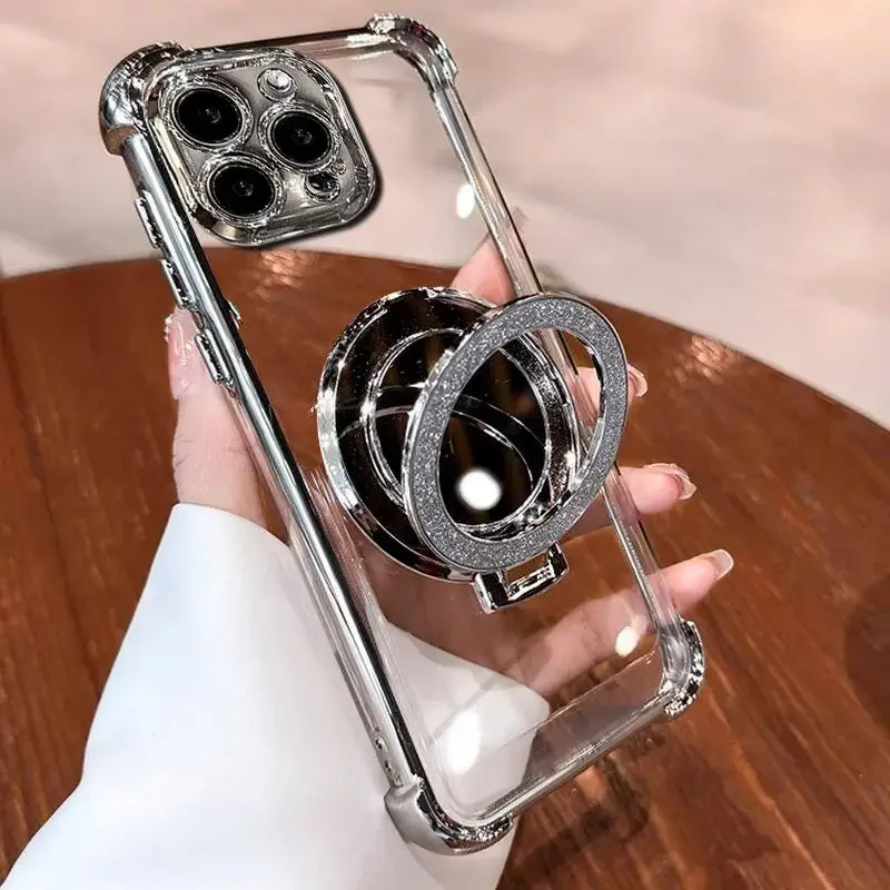 Glitter Makeup Mirror Case with Plating Holder