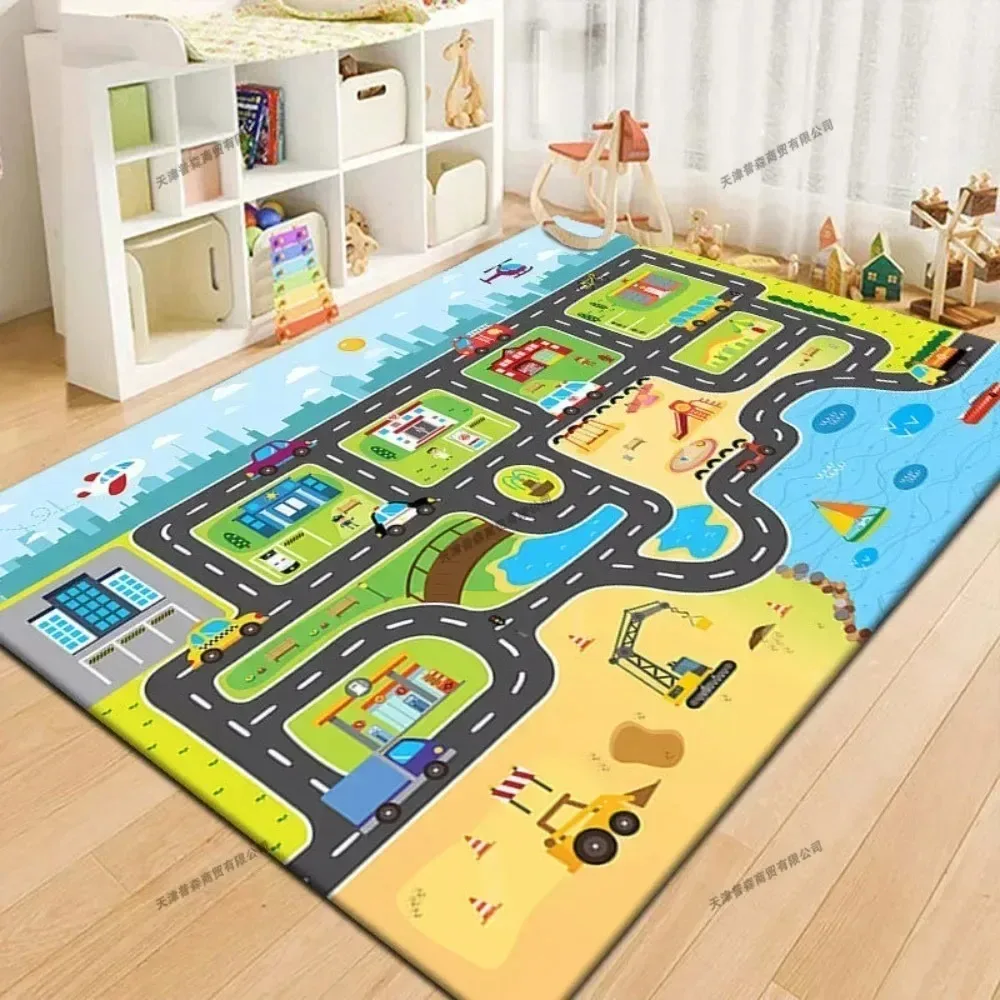 40x60cm Non-slip Baby Play Mat Baby Crawling Mat Cartoon Traffic Runway Carpet Parking Lot Road Car Toy Game Mats Baby Toys