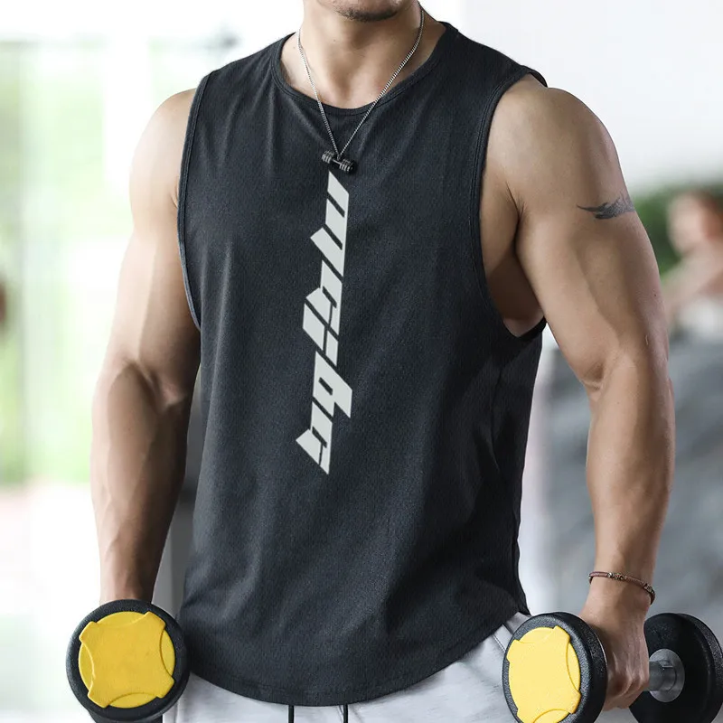 Summer Mens Running Vest Loose Gym Bodybuilding Fitness Sports Polyester Quick Dry Mesh Marathon Training Basketball Tank Top bodybuilding tank tops running vests sports tank tops sports vests tank tops