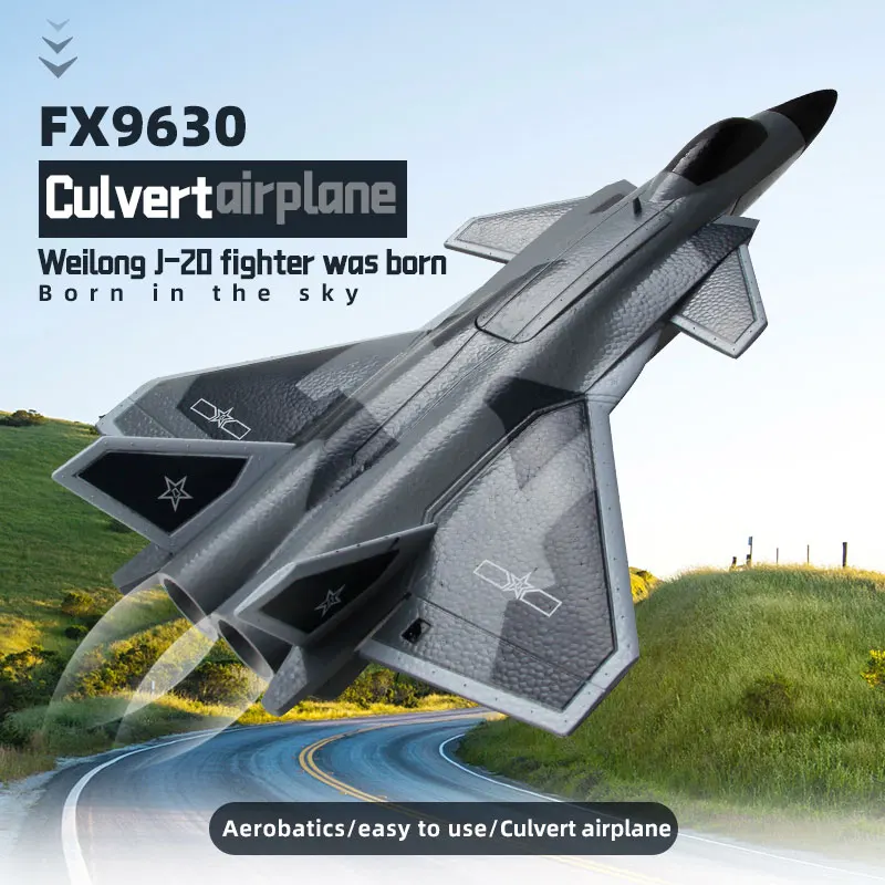 New 2.4g Flying Bear Fx9630 Four Channel Culvert J-20 Remote Control  Aircraft Weilong J20 Fighter Fixed Wing Model Boy Toy