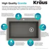 33-inch Drop In/Undermount Single Bowl Granite Kitchen Sink in Grey Product Dimensions	22"D x 33"W x 9.63"H 4