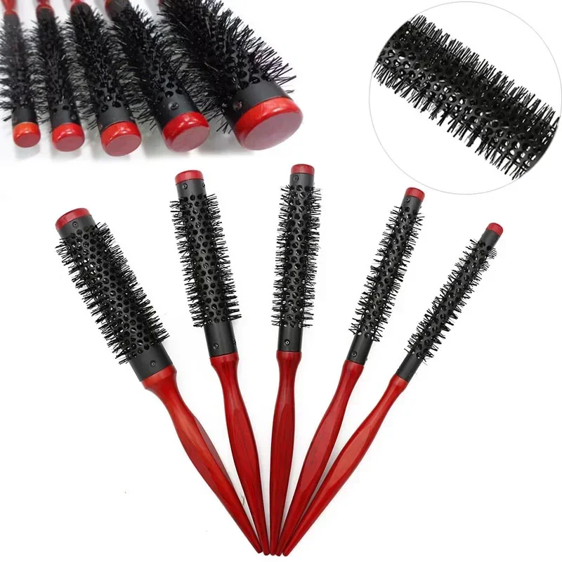 Profession Anti Static Curly Hair Comb Boar Bristle Rolling Round Brush Comb Hair Styling Beauty Salon Hairdresser Curling Iron 2