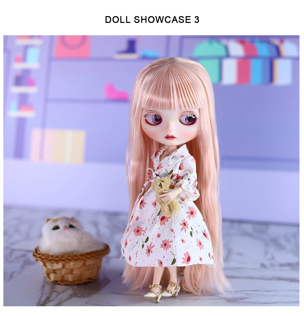 Sara – Premium Custom Neo Blythe Doll with Pink Hair, White Skin & Matte Cute Face 12