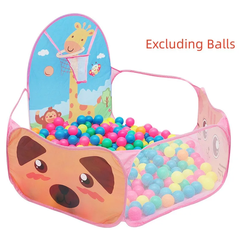 Children's Play Tent & Ball Pool with Basketball Hoop - 120cm Portable Indoor/Outdoor Playground