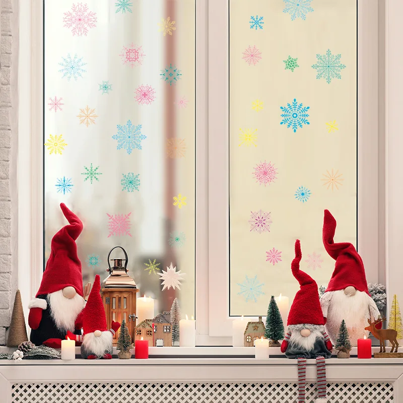 

Christmas Snowflakes Glass Window Sticker Festival Wallpaper Glass Window Home Decoration New Year 2024 DIY Combination Stickers