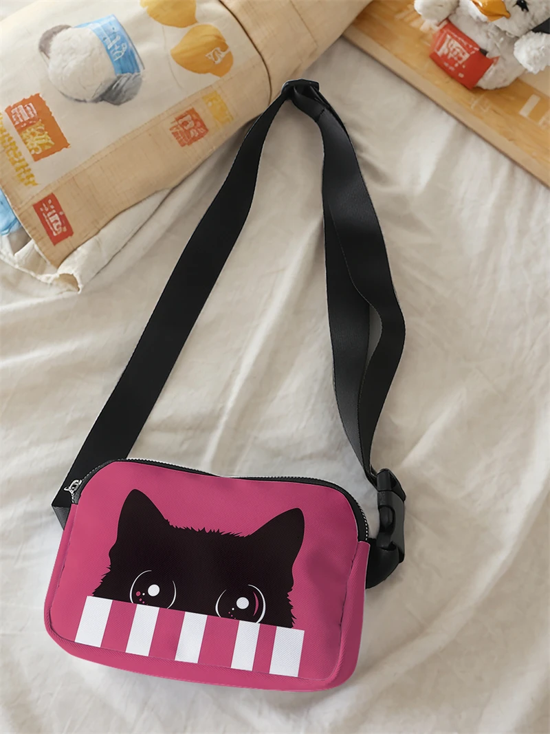 1pc,cute cat fashion adjustable crossbody bag, neutral sports waist bag, suitable for running