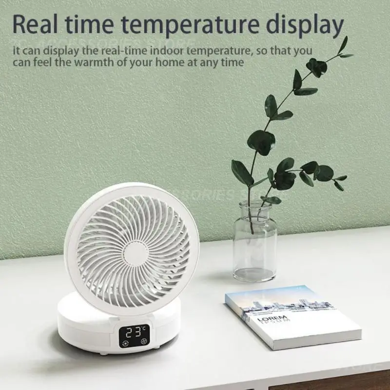 

Folding Fan With Aromatherapy Desktop Light 4-Speed Chargable Real-time Temperature Summer Fan New