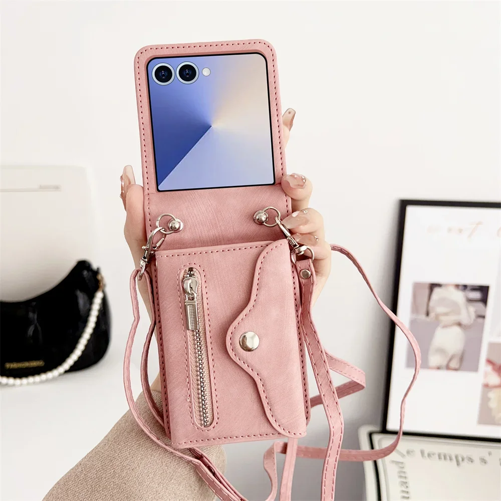 Elegant Leather Crossbody Zipper Wallet Phone Case with Card Holder