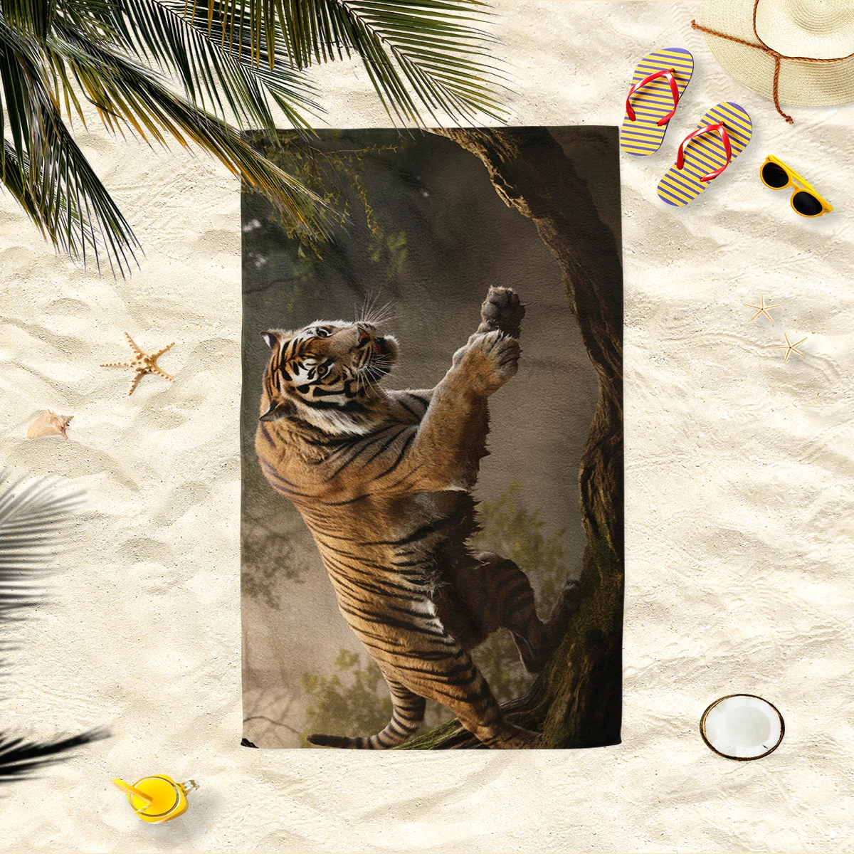 1 piece of 160x80cm jungle tiger digital printed bath towel beach towel, thickened, enlarged, soft and comfortable 5