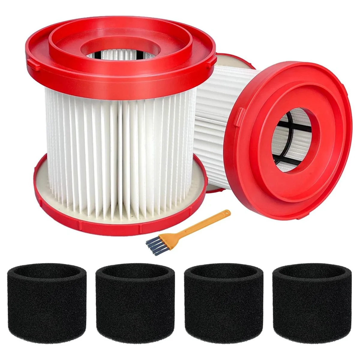 2Pack 49-90-1900 HEPA Filter Milwaukee Cordless M18 Vacuum 0780-20 0880-20 4 Foam Sleeve Filters 1 Brush hepa filter kit