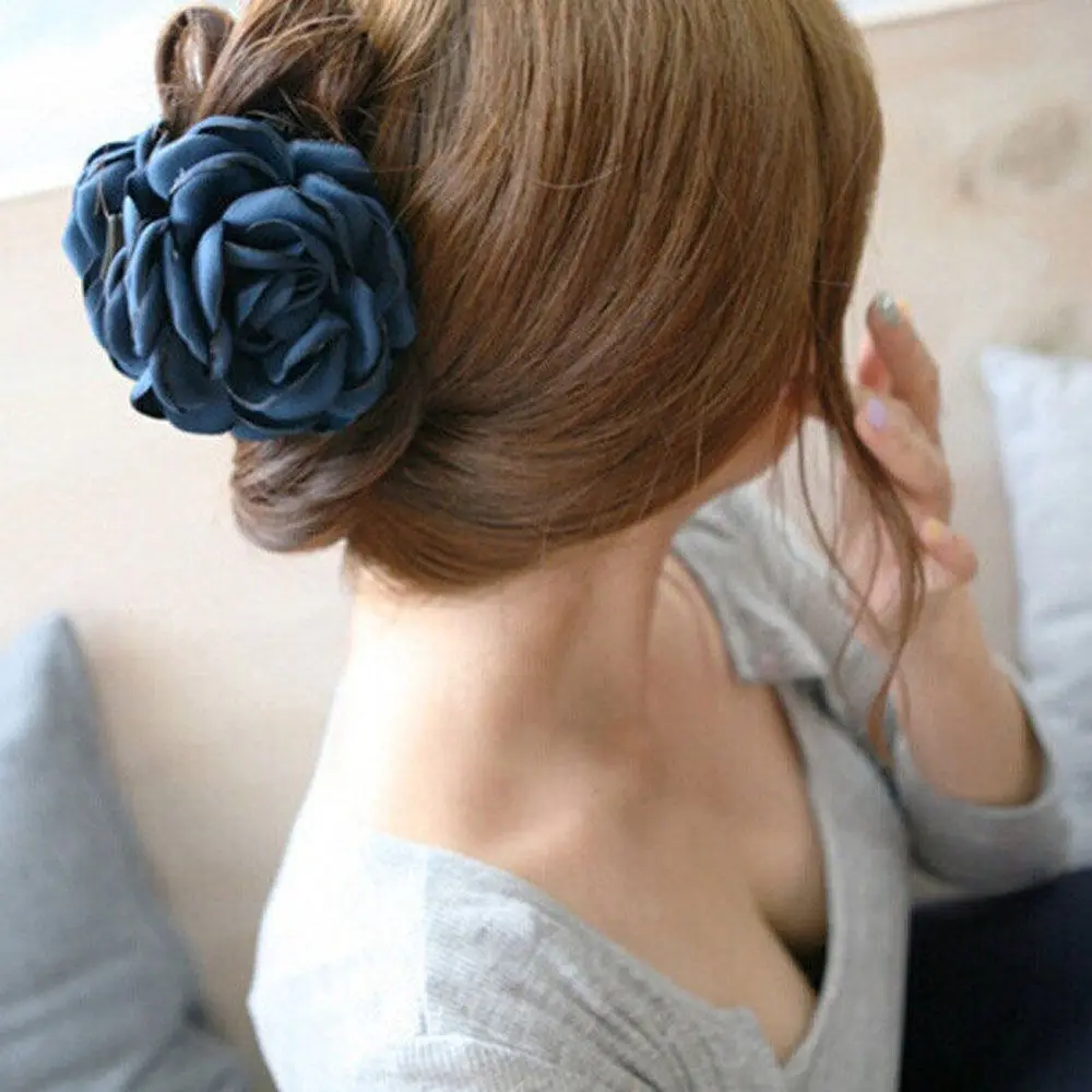 Elegant Chiffon Rose Flower Hair Claw Jaw Barrette Hair Clip  Fashion Accessories