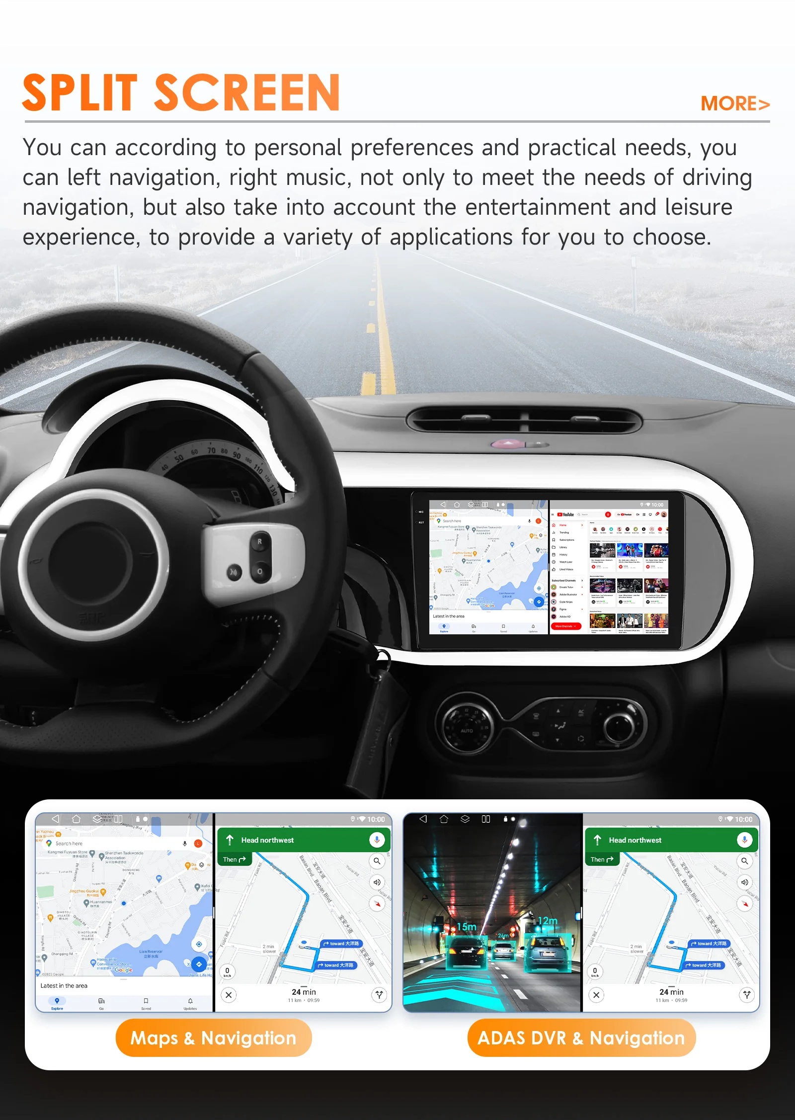 Hizpo 2Din 9 Zoll Android14 Autoradio für Renault Twingo 3 2014–2024 Snapdragon 6115 RDS DSP GPS Navi BT 4G Auto 360 ° CAM – Detail 39