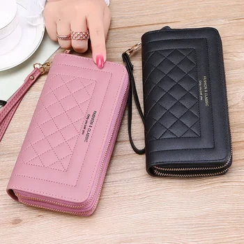 ⁦Long Wallet for Women Female Tassel Coin Purse Card Holder Wallets Double Zipper PU Leather Clutch Bags Luxury Money Phone Bag⁩ – תמונה ⁦1⁩