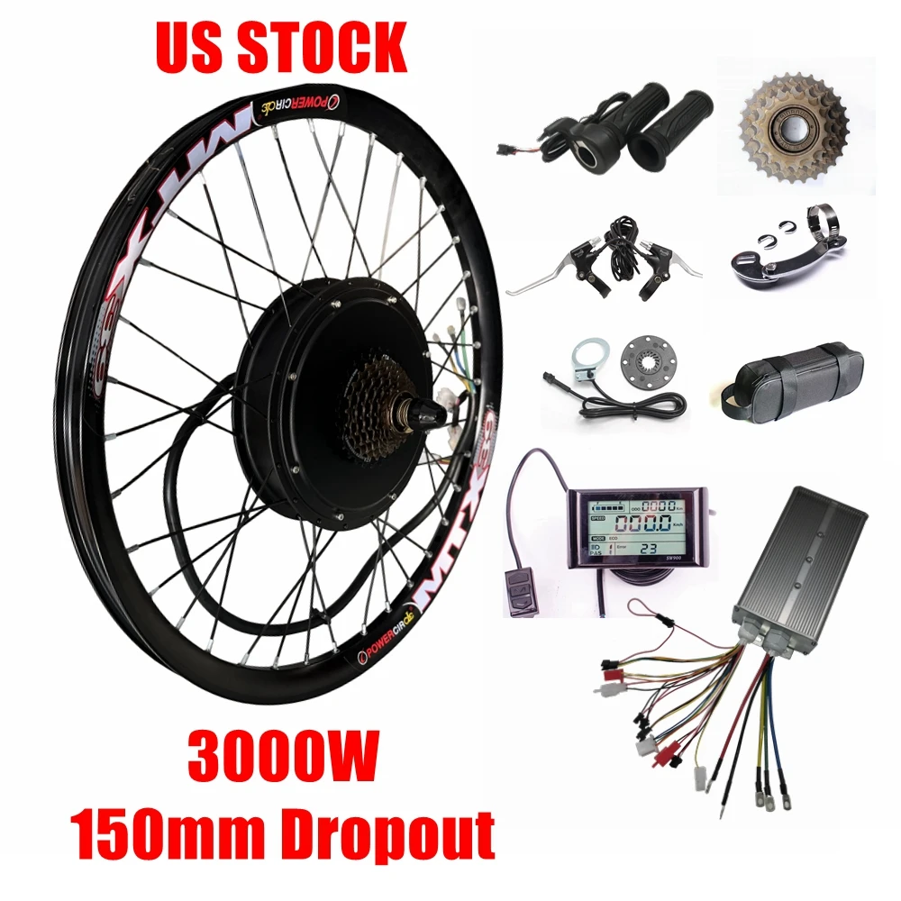 NBpower 72v 3000w 150mm Dropout Electric Bike Conversion Kit EBike Conversion Kit with Sine Wave