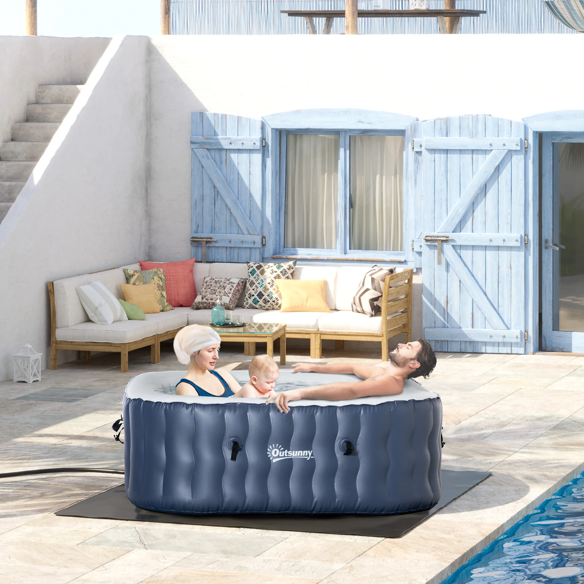 Jacuzzi inflable In-Outdoor, 150x150x cm, para 4 personas