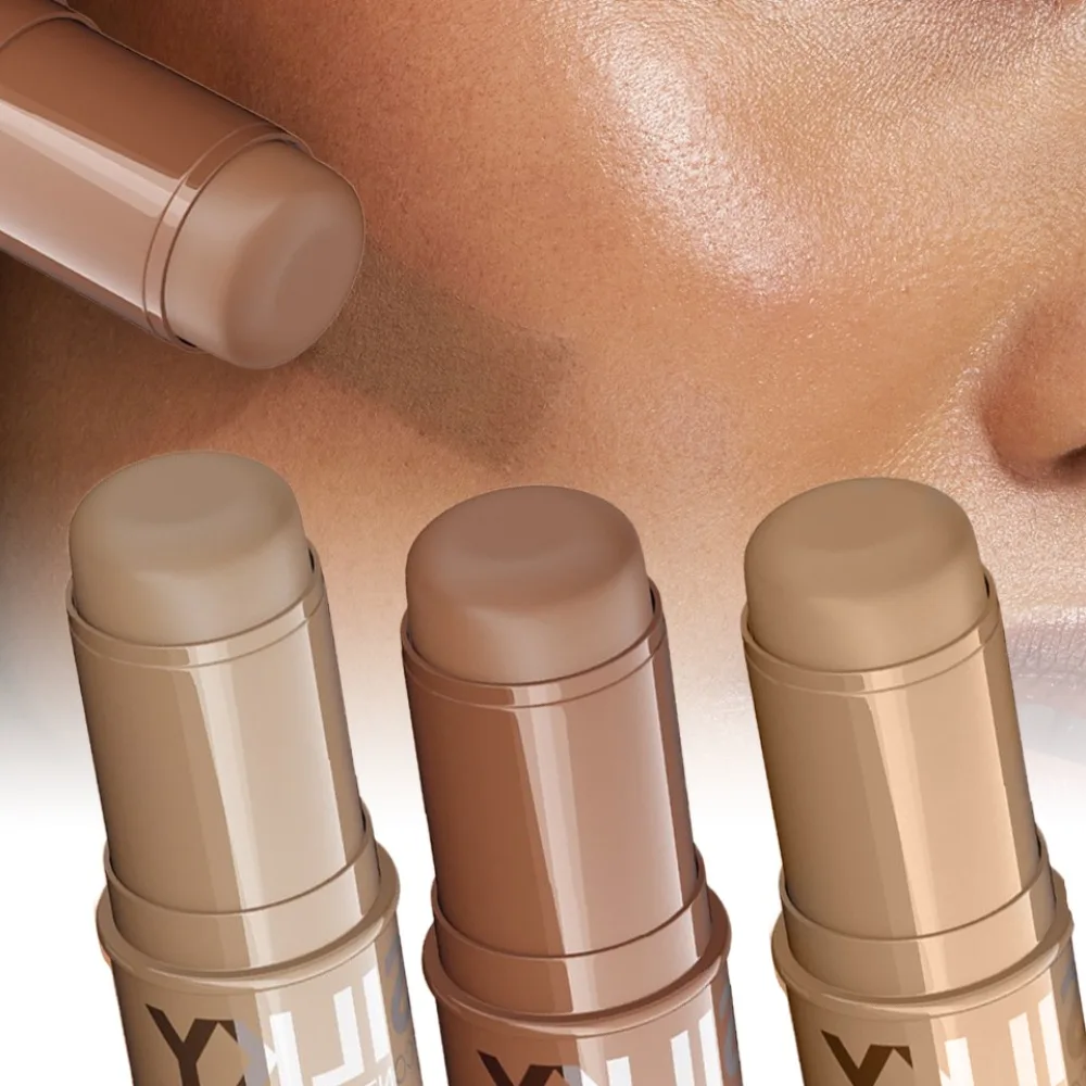 Multifunktionaler Konturenstift für V-Gesichter, veganer Highlighter, hochdeckender Concealer, Creme-Foundation-Stift, langanhaltendes Make-up_voghion.com