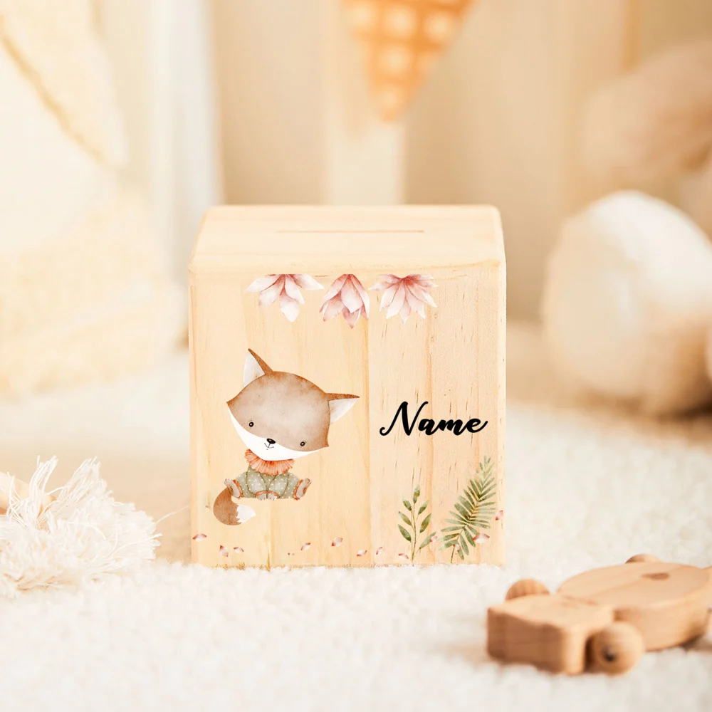 Personalized Child Money Box Wooden Piggy Bank Baby Gift Boy Girl Baptism Gifts Child Money Box Birthday Gift Easter Gifts