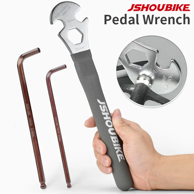 

JSHOU BIKE Bicycle Pedal Wrench Overhaul Install Spanner Bike Repair Service Tool Long Handle Extra Thickness 15mm Cycling
