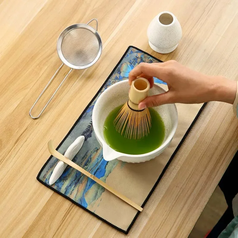 2/4/7Pieces Japanese Matcha Tea Set with Ceramic Bowl Whisk Teaspoon and Sieve Exquisite Matcha Making Set for Lovers