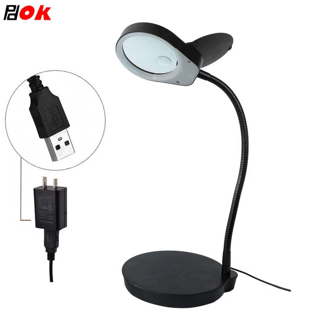 5x Magnifying Glass with Light and Stand LED Desk Lamp 3x10x Magnification  Adjustable Brightness Dimmable Lamp USB Power Loupa - AliExpress