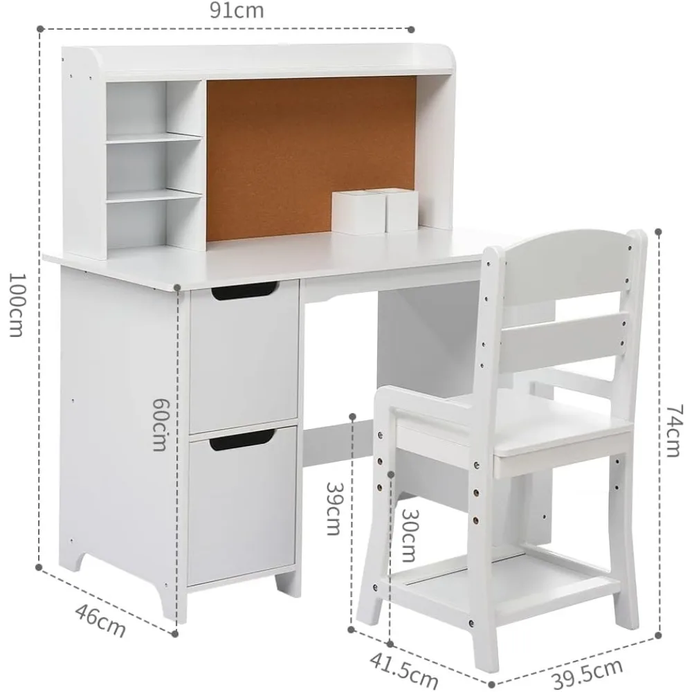 Kids Study Desk with chair,  Children School Study Table with  Chair for 3-8 Years Old, Study Writing Table for Home School Use 6