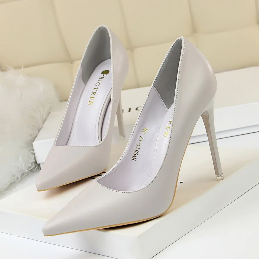 thumbnail image 1 of Zapatos de tacón alto para mujer, de estilo coreano, sencillos, versátiles, con punta estrecha, profesionales, ajustados, a la moda, 1 of 5