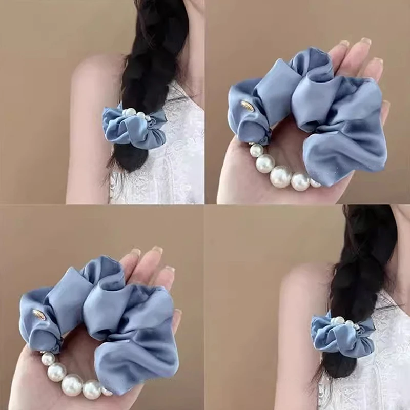 Elegante Perlen Großes Scrunchie Haarband Für Frauen Süße Haarschmuck Gummibänder Pferdeschwanzhalter Haargummi Haarschmuck – Detail 3