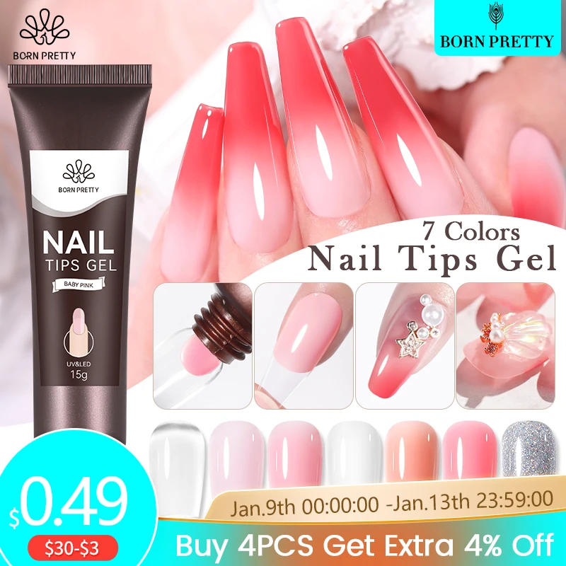  BORN PRETTY 15g Tec Nail Tips Soft Gel Nail Polish For Fake Nails Tips Soak Off UV LED Nail Art Gel Varnish Function Gel Tool 