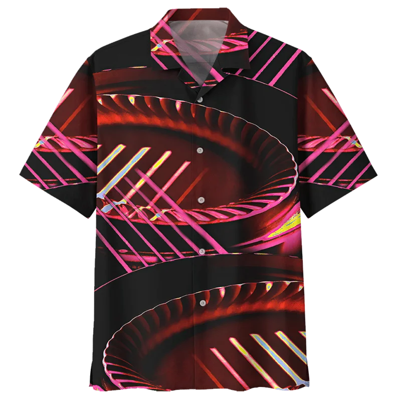 thumbnail image 1 of Camisa hawaiana con estampado 3D de guitarra de banjo para hombre, blusa con botones de instrumento musical, solapa suelta, manga corta, hawaiana, 1 of 5