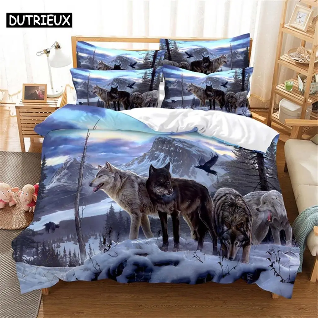 

3D Wolf Bedding Set Queen Bedding Duvet Cover Set Bedding Set Bed Cover Cotton Queen Bedroom Bed Cover Set Bed Set Bedding