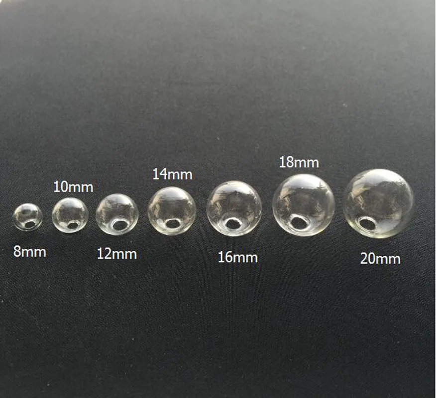 B Grade 10pcs 8-25mm Empty Glass Round Ball Pendant Charms DIY Vials cover Clear glass globe bubble orb crystal necklace glass bottles mini glass bottles
