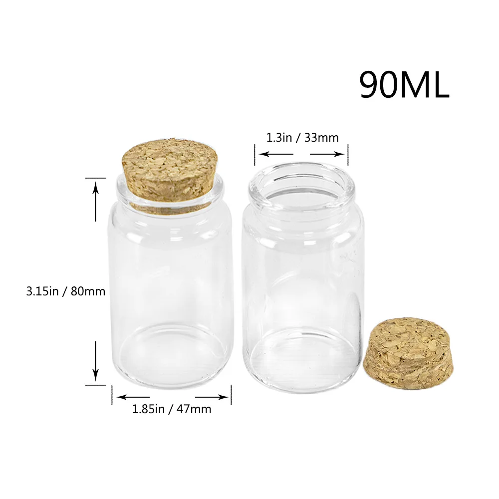 90ml 맞춤형 공예 바이알 거친 곡물 밀폐 용기 리필 가능 여행 항아리 크리스마스 장식 선물 병 24 개