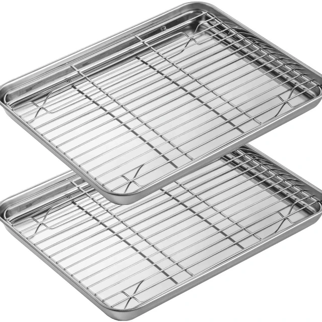 Set of 2 Baking Cookie Sheets for Oven, Healthy 304 Stainless