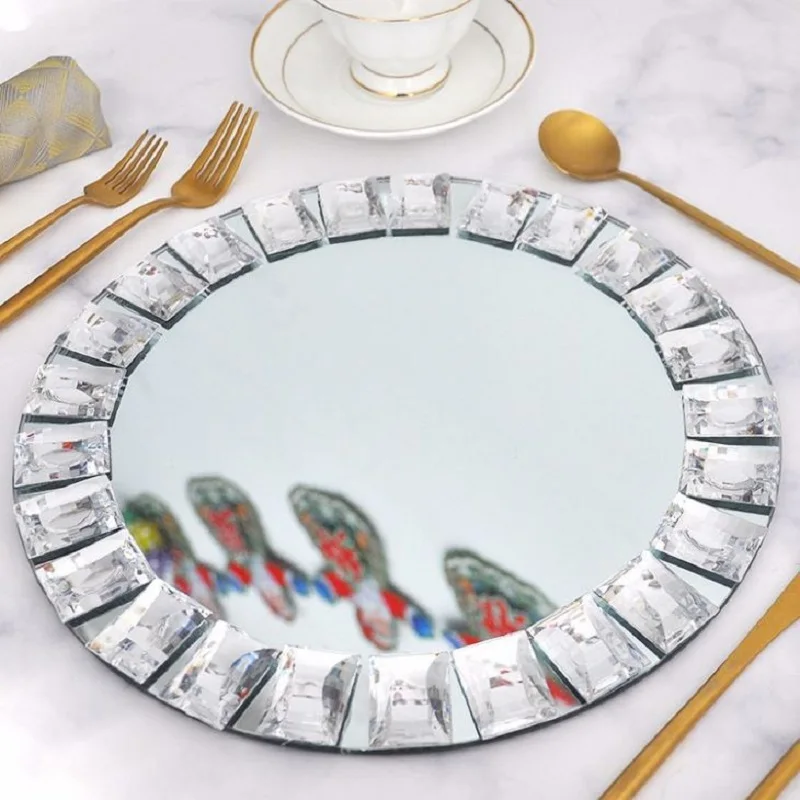 

22 шт. Золотая/белая/черная/Алмазная подставка акриловая зеркальная подставка для зарядного устройства для свадебного украшения Западная еда десерт обеденный диск