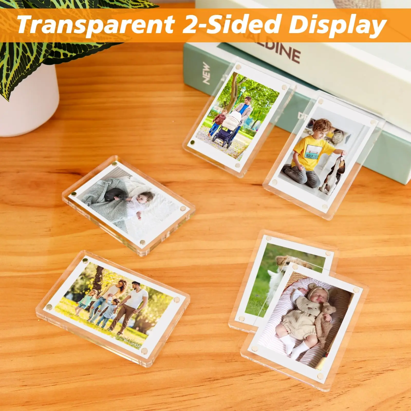 Acrylic Magnetic Double-Sided Mini Photo Frame - Wallet Size