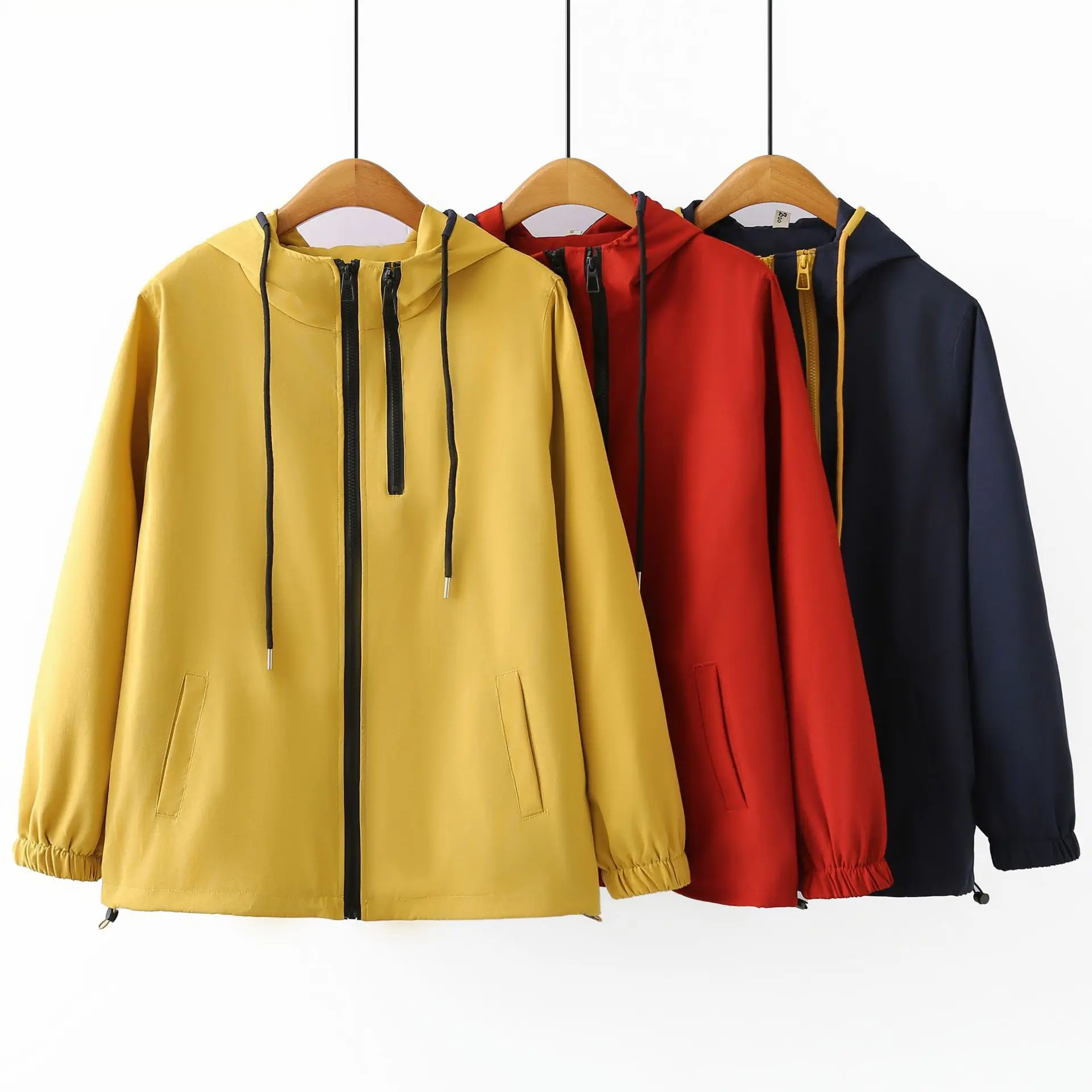 XXXXL Fashion Plus Size Women's Outdoor Jacket 2025 Autumn New Sporty Hooded Contrast Color Zipper Windbreaker Coats