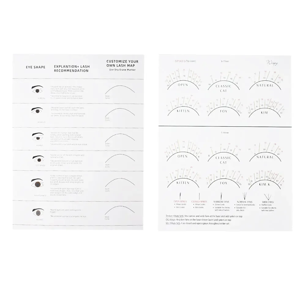 Wimpernkartendiagramm für Anfänger, Wispy Lashes, Übungsdiagramm, Augenform, Schwämme, wiederverwendbare Wimpernverlängerung, Übungs-Wimpern-Mapping-Make-up – Detail 15