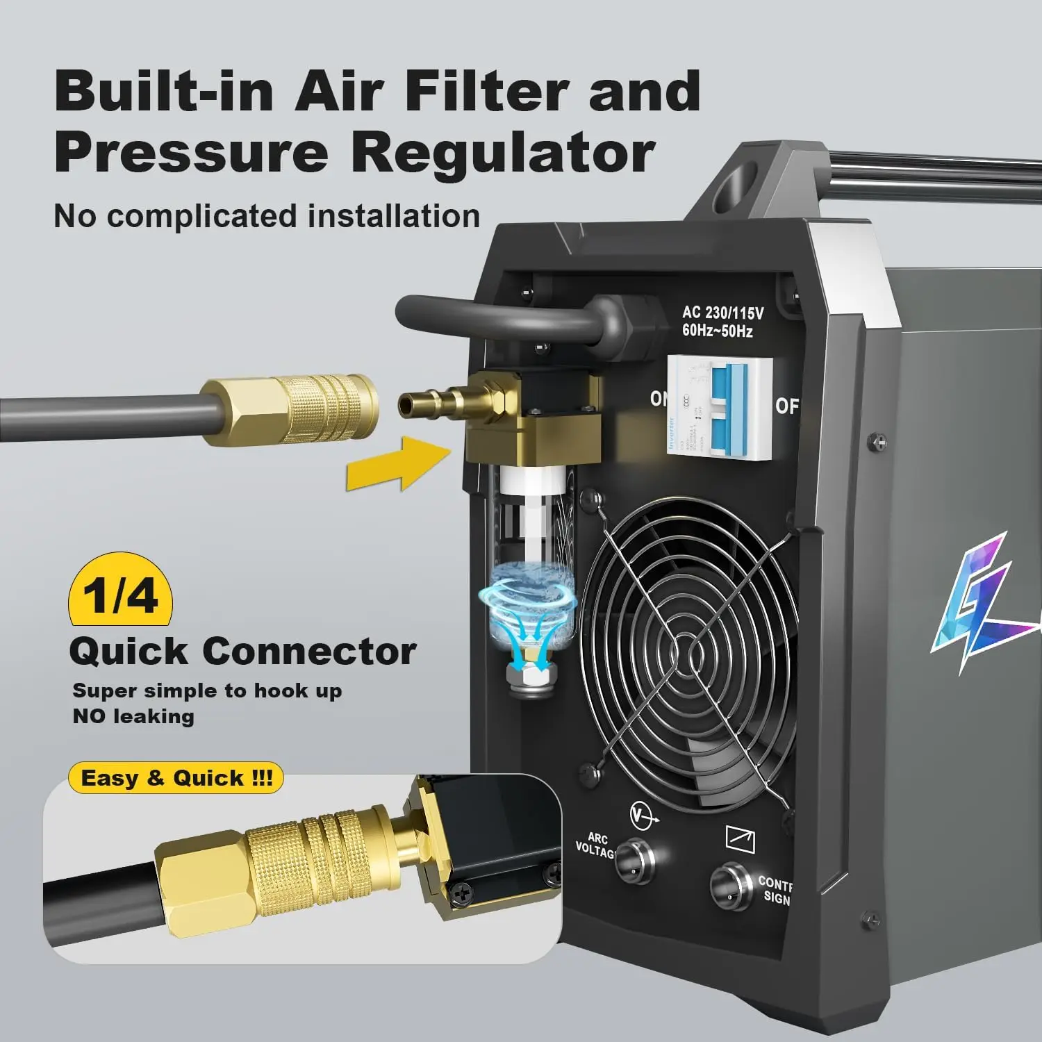 Plasma Cutter, 65 Amp Non-HF Non-Touch Pilot Arc, THC Torch Height Control Enabled 1" Clean Cut,