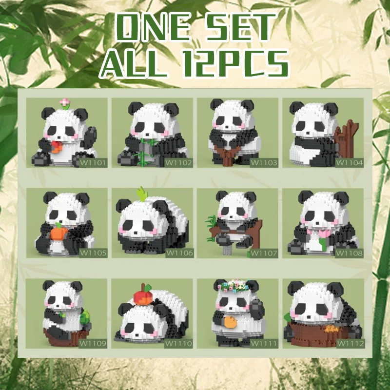 Panda Bausteine Set – 196 Teile, Mini-Panda Zum Zusammenbauen, Süßes Tier-Modell Aus ABS, Für Kinder Ab 6 Jahren
