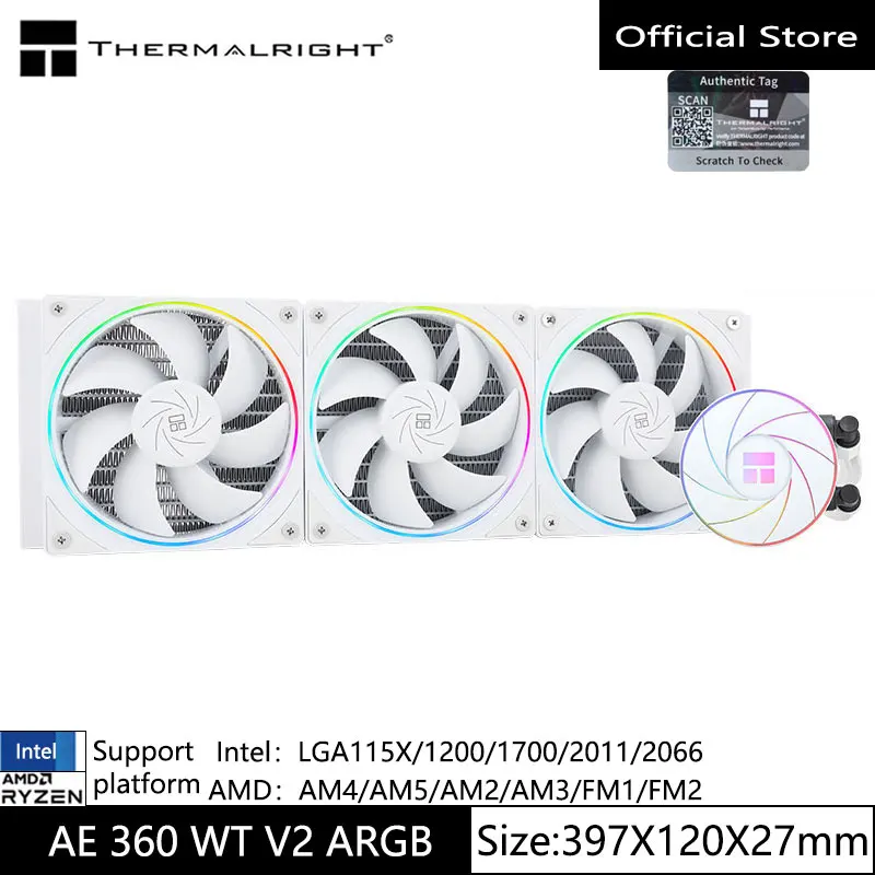 Thermalright-radiador Tudo-em-um com Cpu Argb Radiador Refrigerado a Água Suporta Lga1700 Am5 360 e3 v2