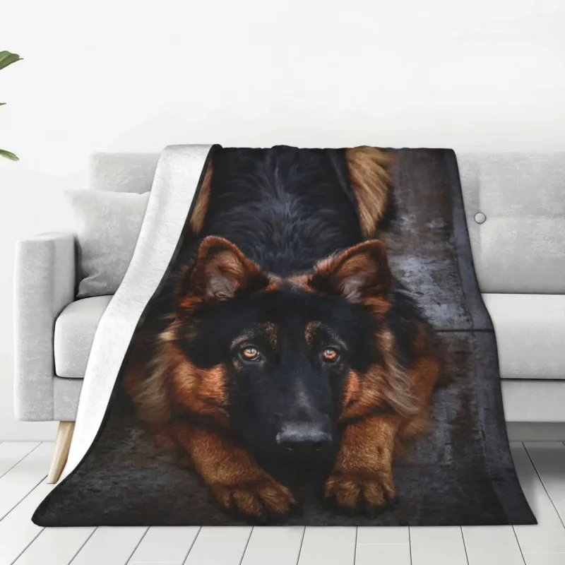 

German Shepherd Blanket Fleece Plush Throw Blankets Portable Bedspread Shawl Bed Sofa Animal Dog Blanket Flannel Warm Soft Cozy