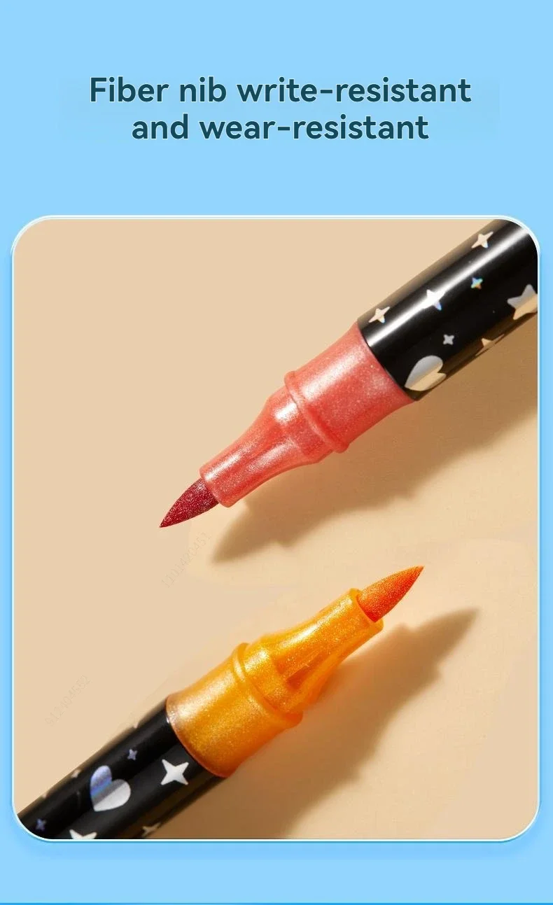 24/48/72/96 Farben Dual Brush Tip Glitter Art Marker Metallic Paint Marker Stifte DIY Handwerk Geburtstagskarten, Herstellung von Poster, Album – Detail 5