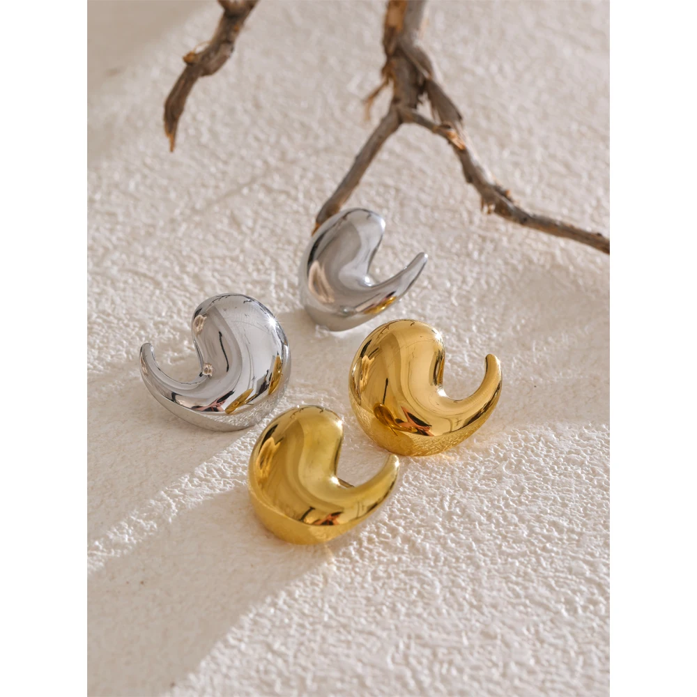 Yhpup 316L Stainless Steel Stud Earrings Water Drop Design Texture