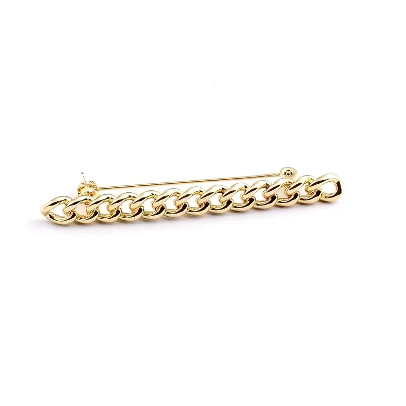 Korean Gold Color Empty Chain Brooch Jewelry Fashion Simple Buckle Lapel Pin Wedding Clothing Accessories - 4