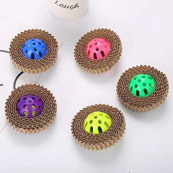 Pet Cat Toys Corrugated Paper Plastic Ball Soundmaking Cat Claw Board Pet Supplies 3