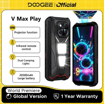 Versione globale DOOGEE V Max Play Proiettore 5G Telefono robusto Batteria da 6,78 "20500 mAh Doppia luci da campeggio Dimensioni 7300 Telefono NFC